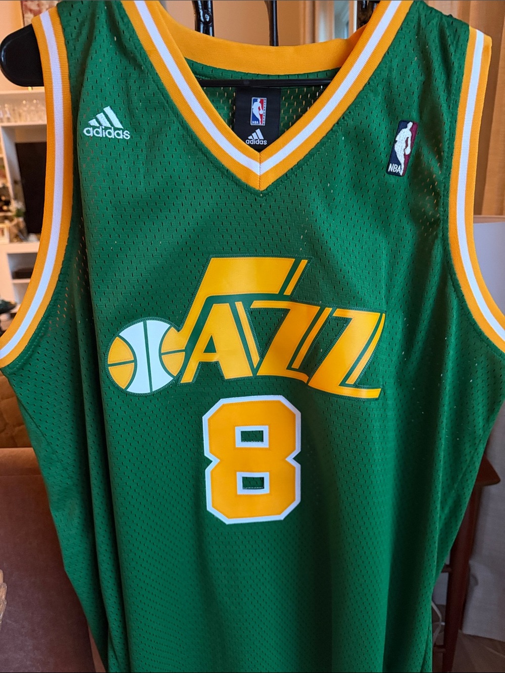 Williams adidas Green and Yellow Utah Jazz #8 Basketball Jersey. Like new!